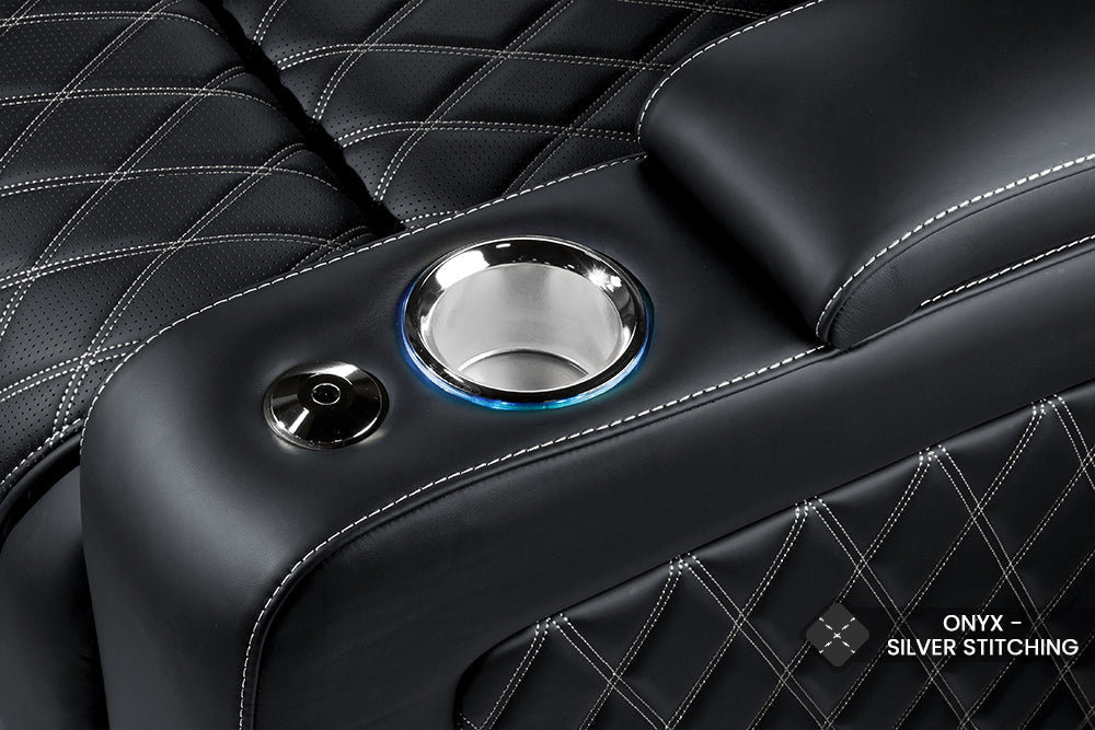 Valencia Oslo Ultimate Luxury Edition Row of 2 Onyx with Silver Stitching