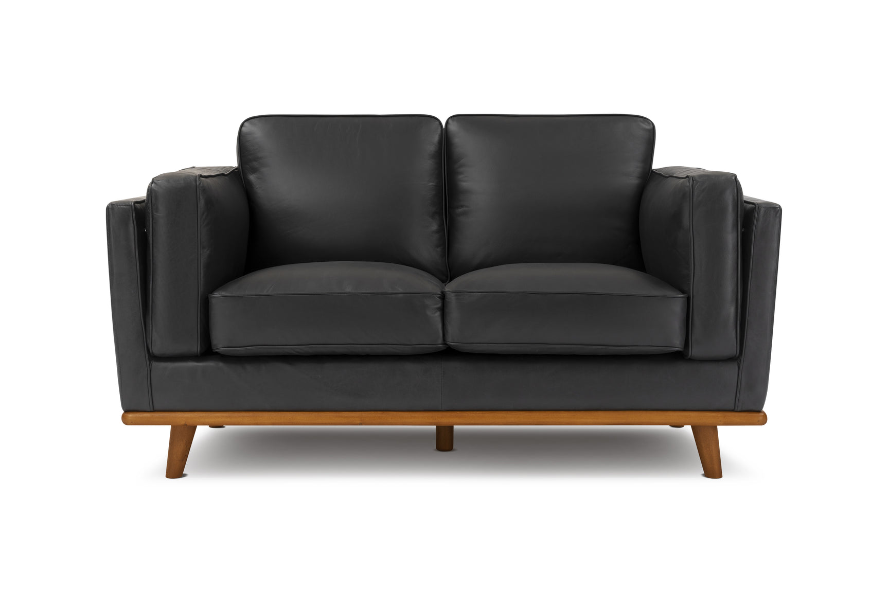 Valencia Artisan Top Grain Leather Loveseat Sofa, Black Color
