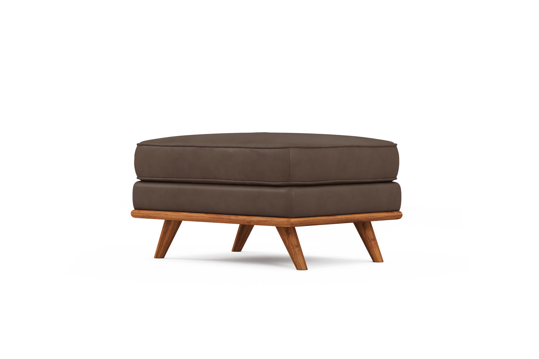 Valencia Artisan Top Grain Leather Ottoman, Chocolate Color