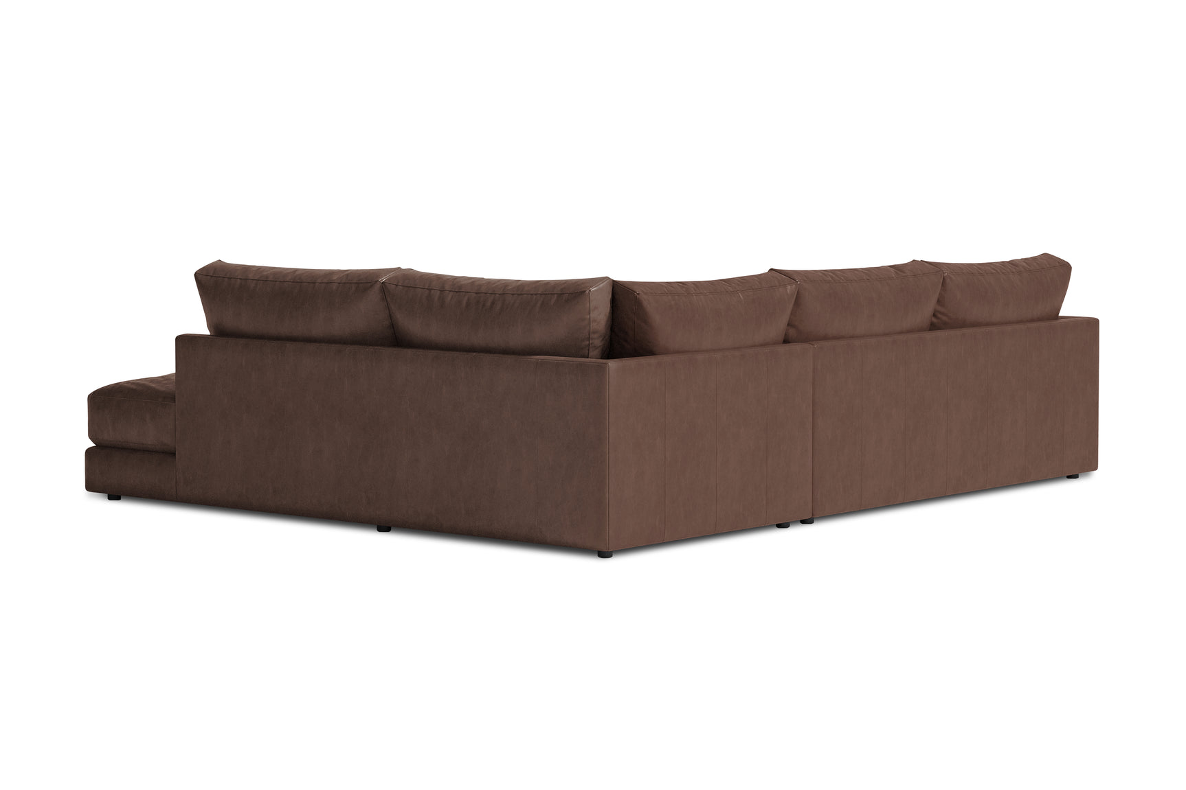 Valencia Serena Leather L-shape with Right Chaise Sectional Sofa, Brown