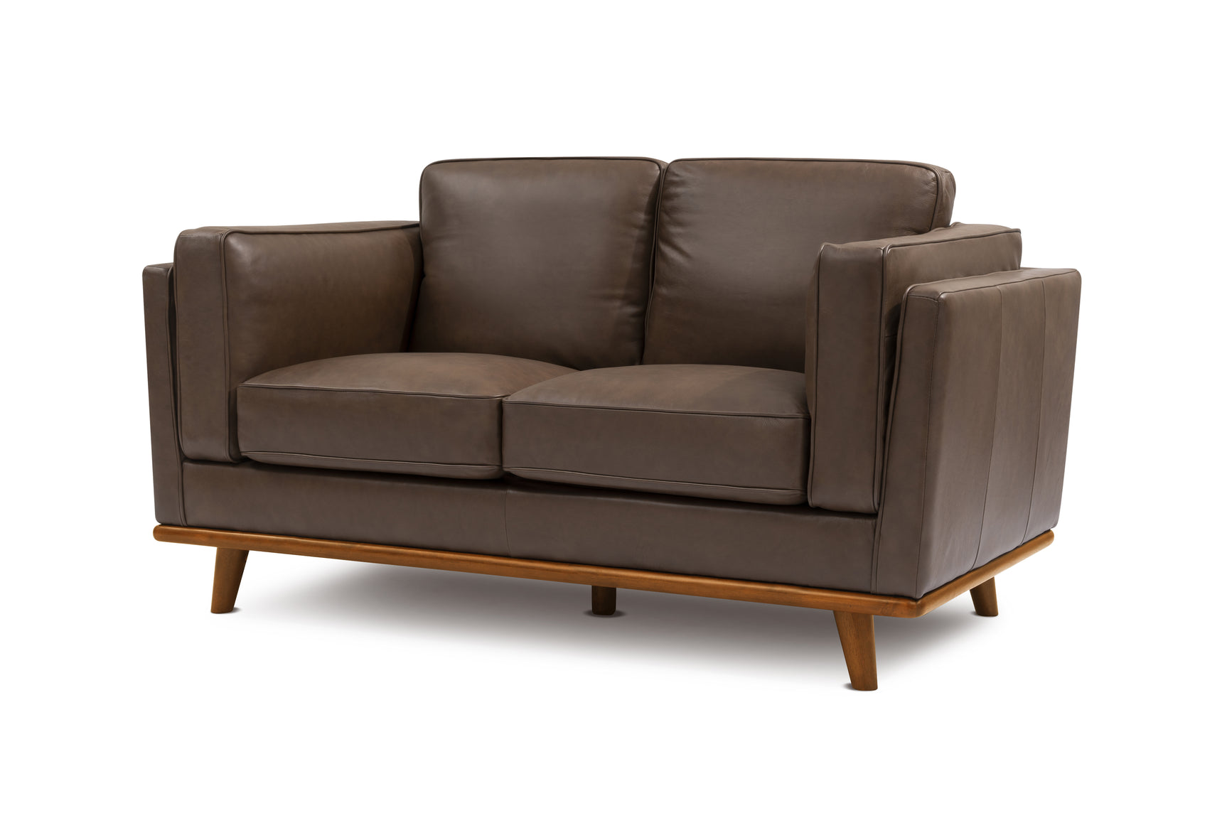 Valencia Artisan Top Grain Leather Loveseat Sofa, Chocolate Color