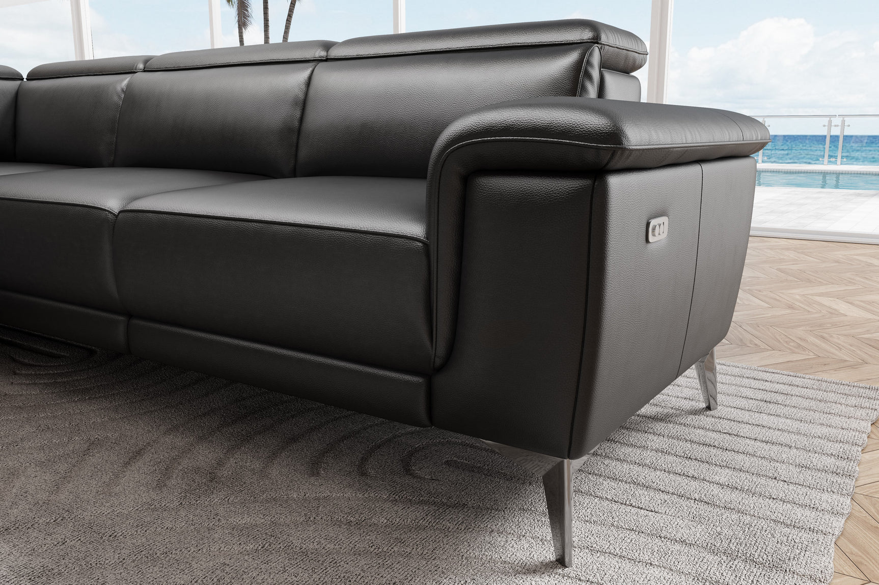 Pista Leather Reclining Sectional Sofa