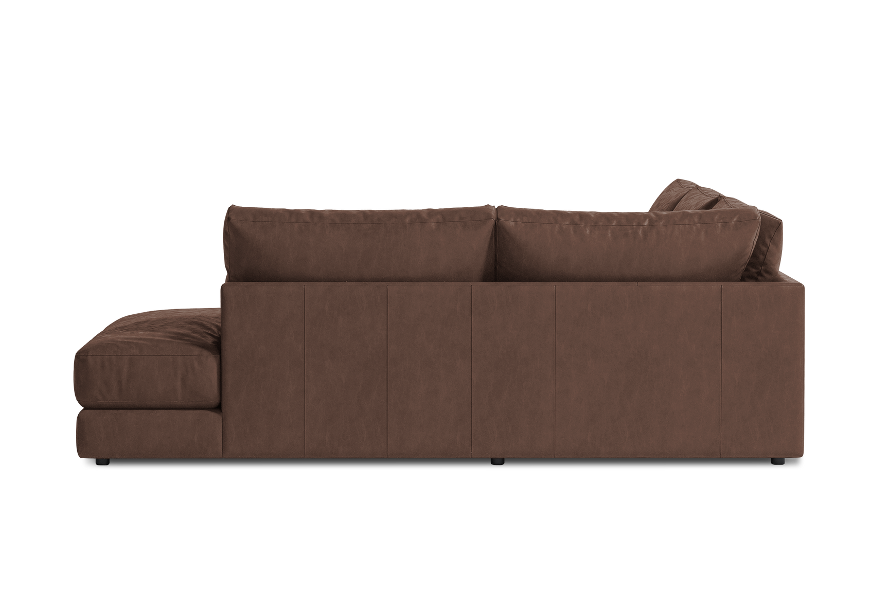 Valencia Serena Leather L-shape with Right Chaise Sectional Sofa, Brown