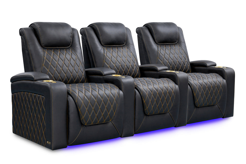Valencia Oslo Ultimate Luxury Edition Row of 3 Onyx with Gold Stitching