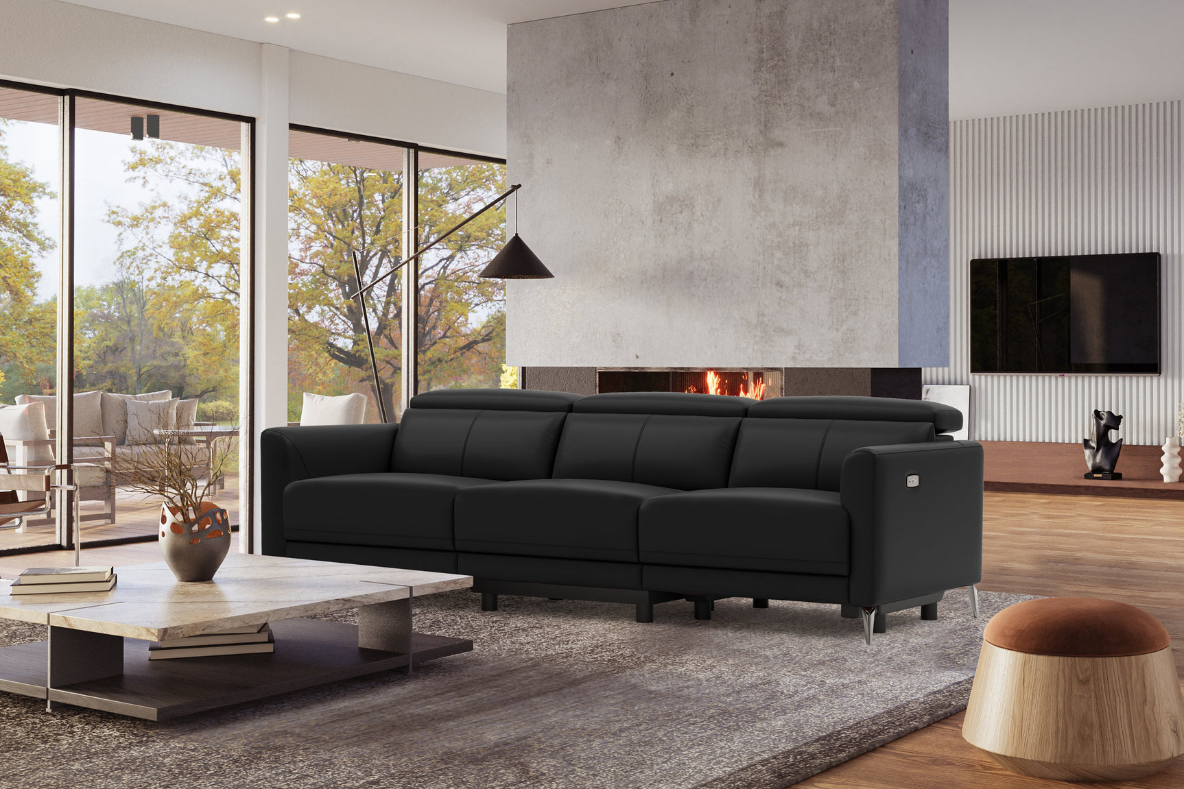 Andria Leather Reclining Sofa