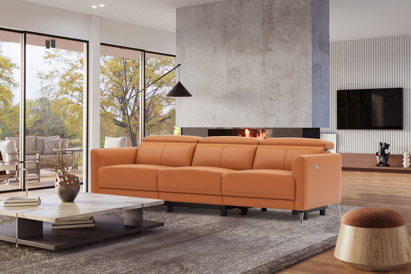 Andria Leather Reclining Sofa