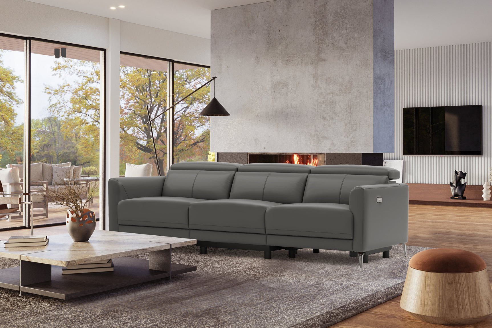 Andria Leather Reclining Sofa