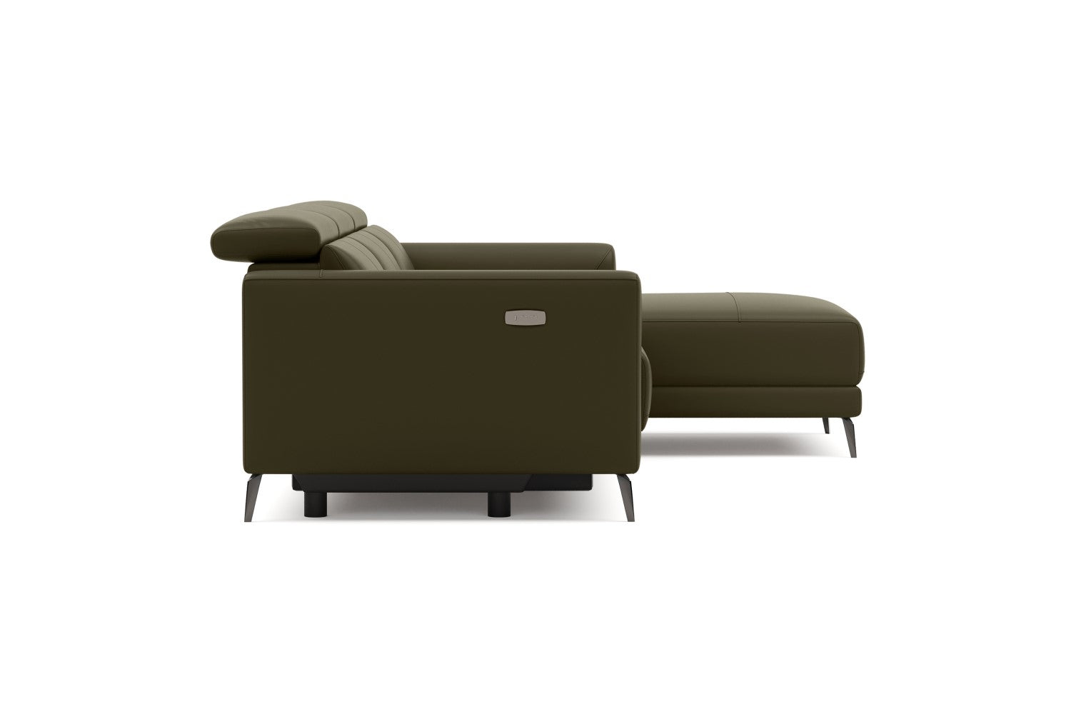 Valencia Andria Modern Right Hand Facing Top Grain Leather Reclining Sectional Sofa, Dark Green Color