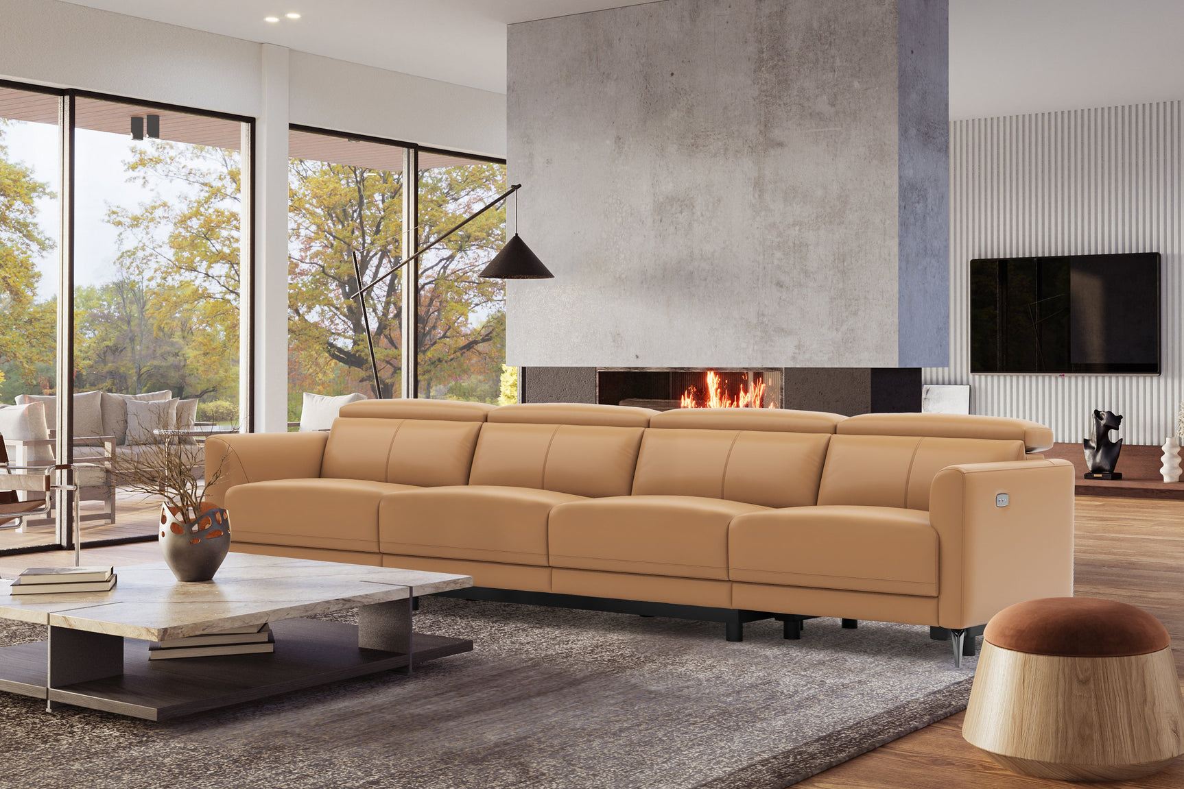Andria Leather Reclining Sofa