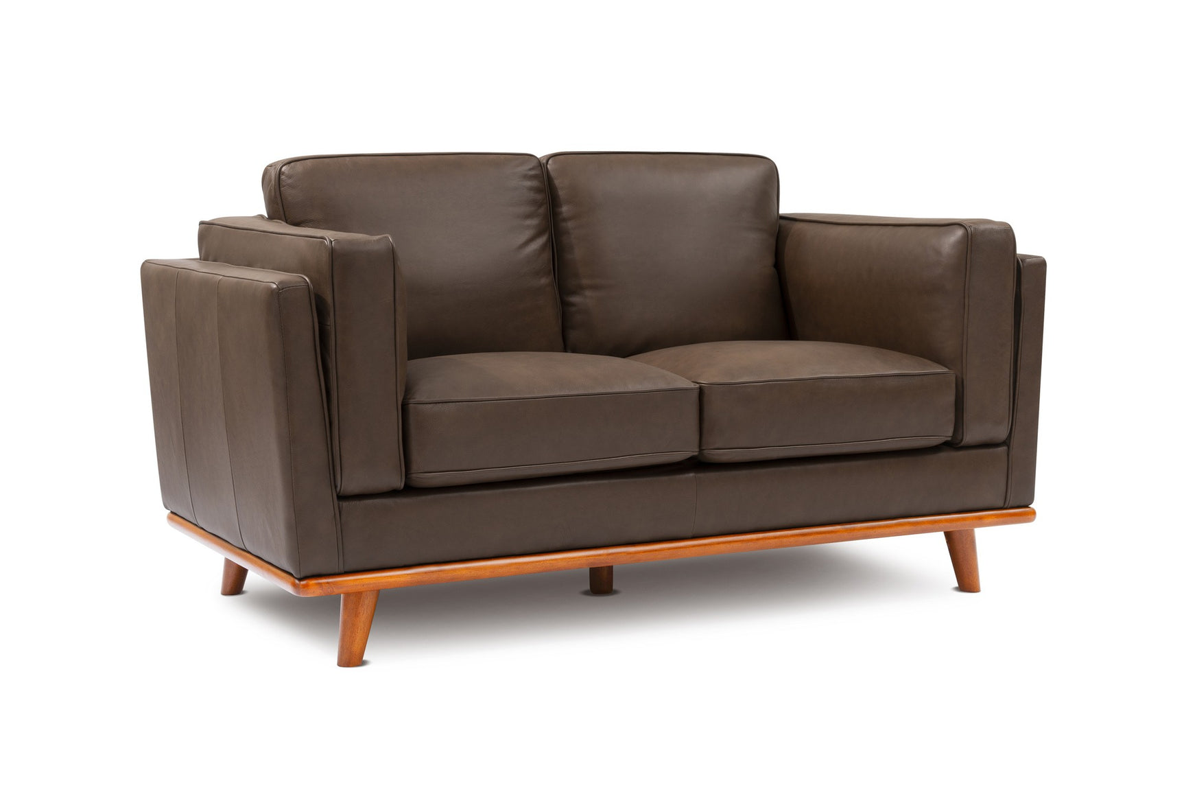 Valencia Artisan Top Grain Leather Loveseat Sofa, Chocolate Color