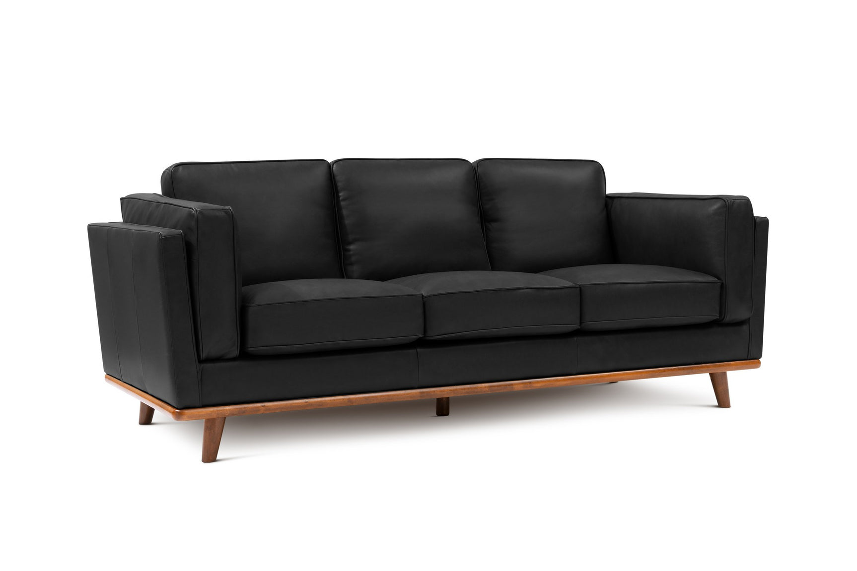 Valencia Artisan Wide Three Seats Leather Sofa, Black Color