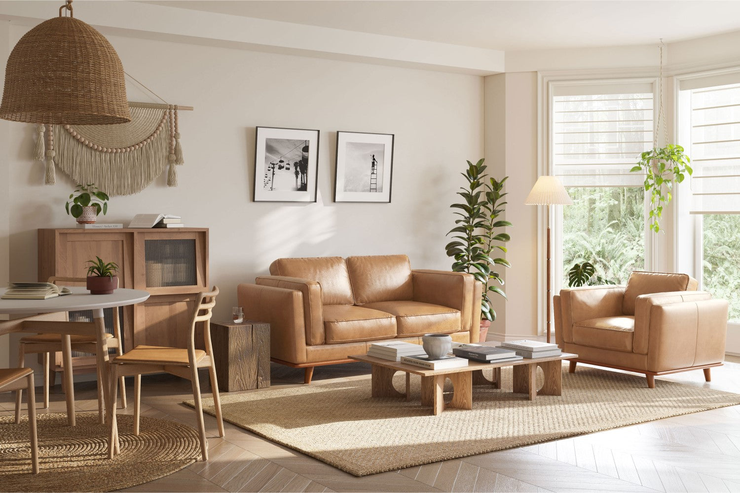Valencia Artisan Top Grain Leather Loveseat Sofa, Tan Color
