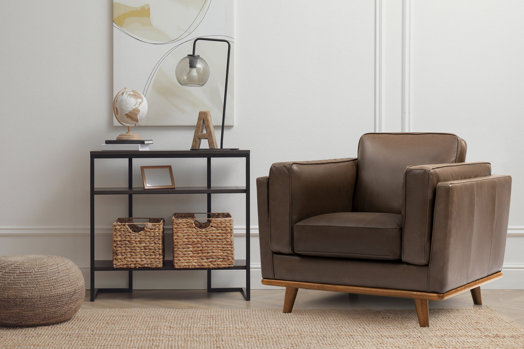Valencia Artisan Leather Accent Chair, Chocolate Color