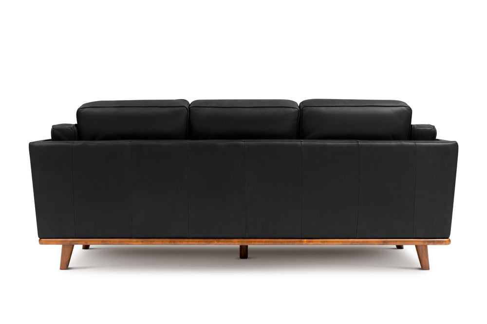 Valencia Artisan Wide Three Seats Leather Sofa, Black Color