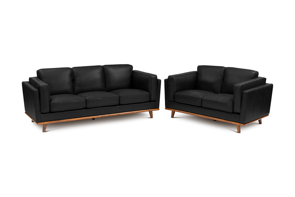 Valencia Artisan Wide Three Seats Leather Sofa, Black Color