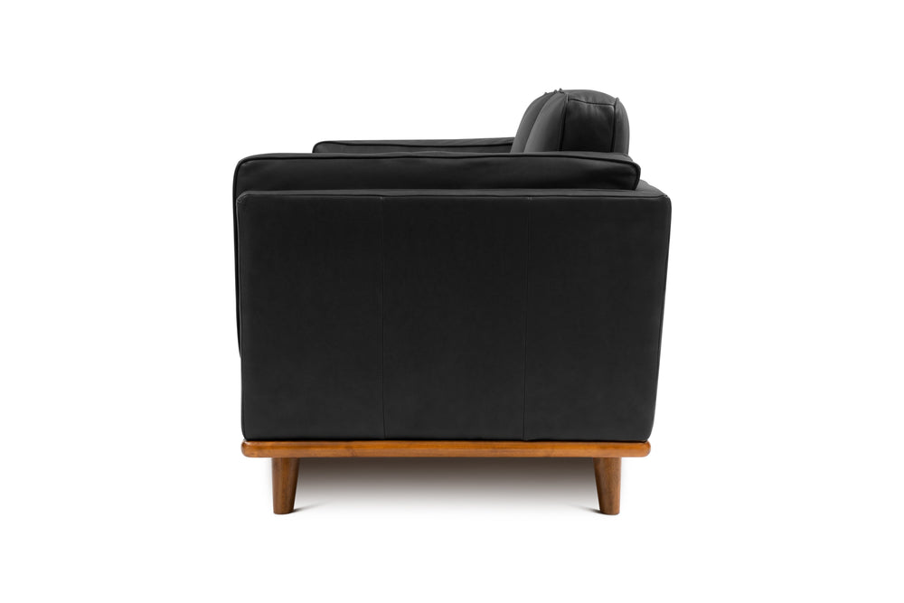 Valencia Artisan Wide Three Seats Leather Sofa, Black Color