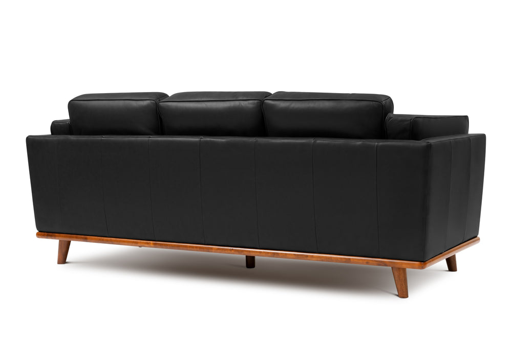 Valencia Artisan Wide Three Seats Leather Sofa, Black Color