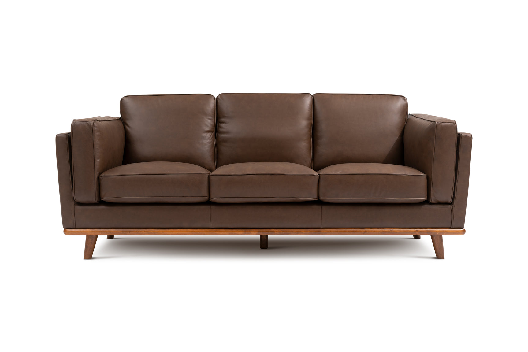 Valencia Artisan Wide Three Seats Leather Sofa, Dark Chocolate Color