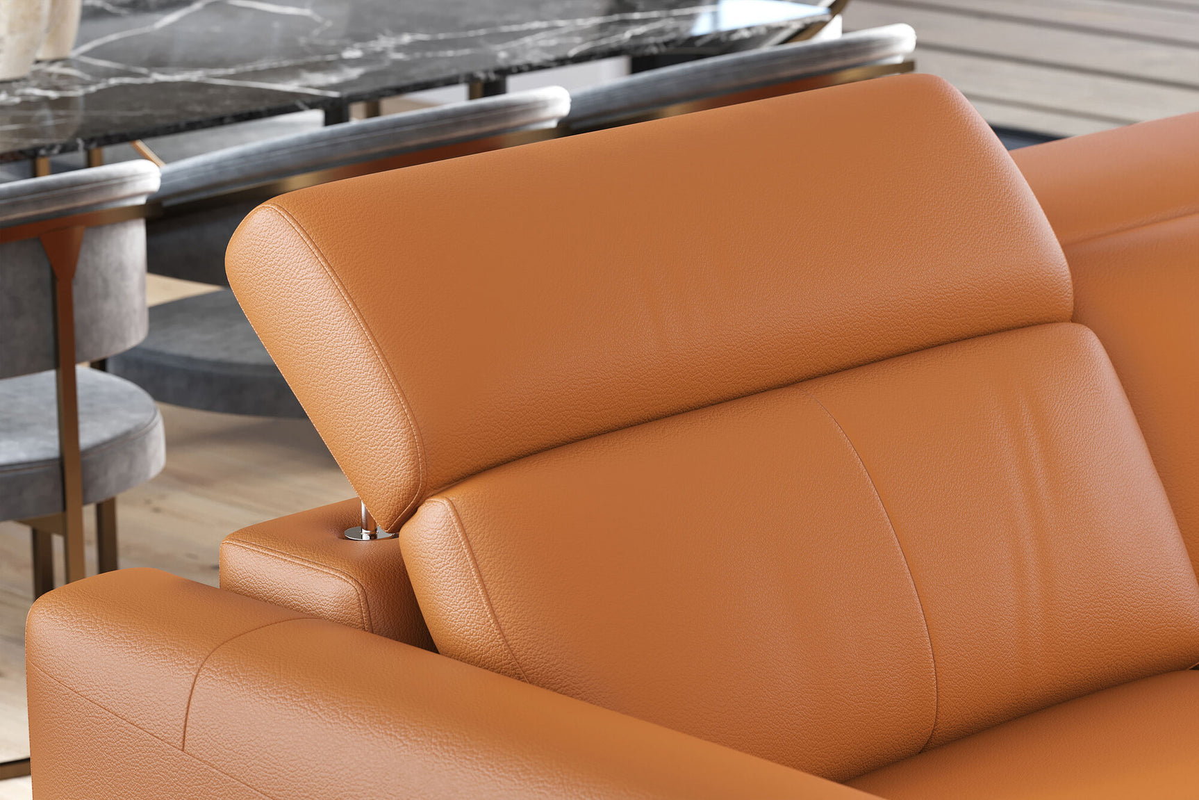 Elodie Leather Dual Recliner Sofa with Console