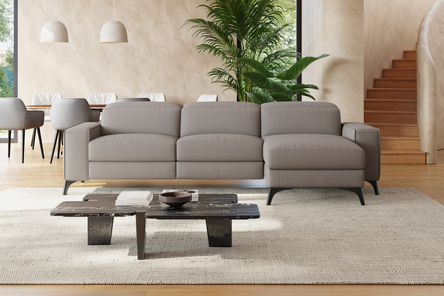 Esther Leather Recliner Sectional Sofa