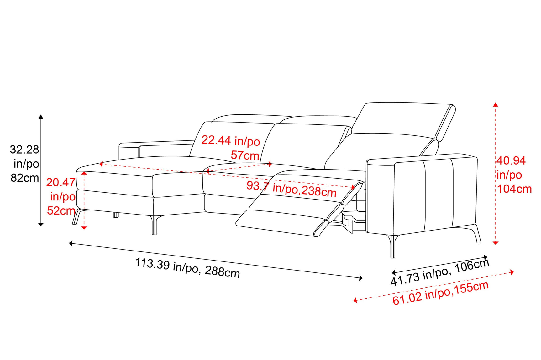 Esther Leather Recliner Sectional Sofa