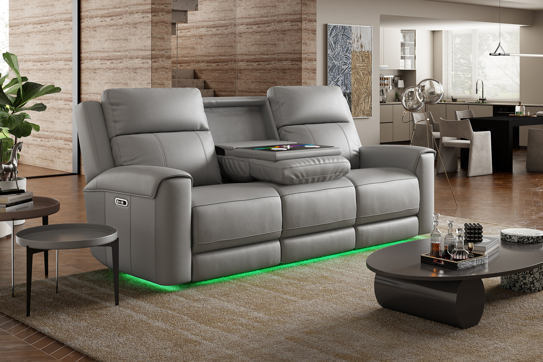 Harbour Immersive Audio Leather Dual Recliner Sofa with Heat & Massage & Ventilation