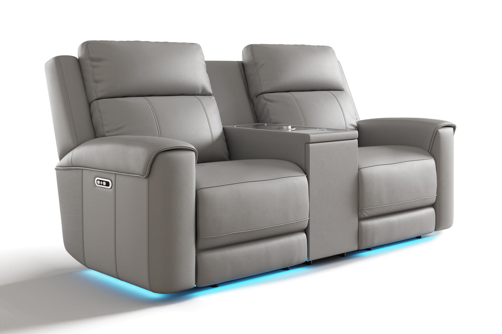Harbour Immersive Audio Leather Dual Recliner Loveseat Sofa with Heat & Massage & Ventilation
