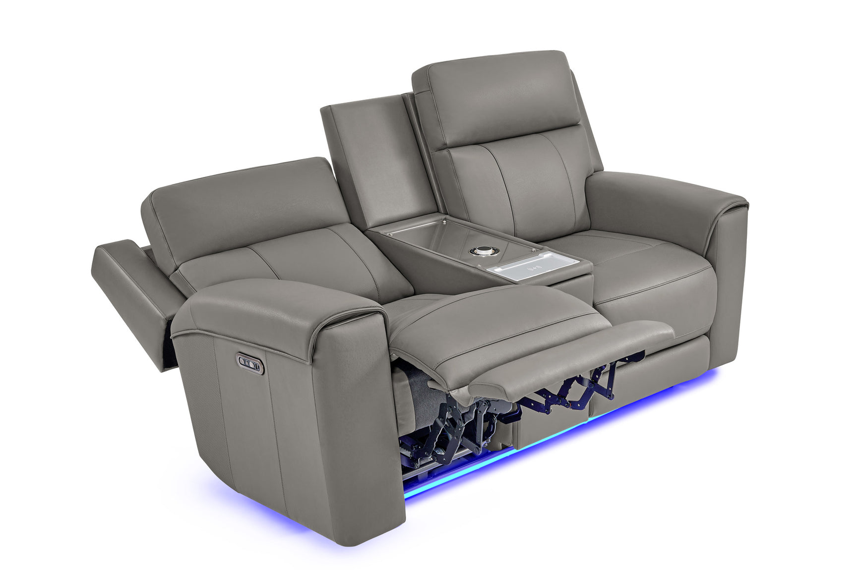 Harbour Immersive Audio Leather Dual Recliner Loveseat Sofa with Heat & Massage & Ventilation