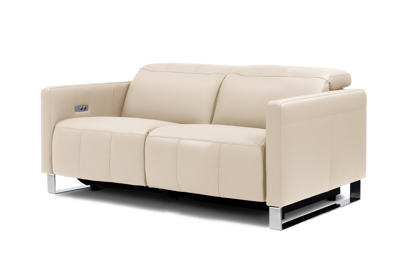 Valencia Isla Modern Top Grain Leather Reclining Sofa, Loveseat, Beige