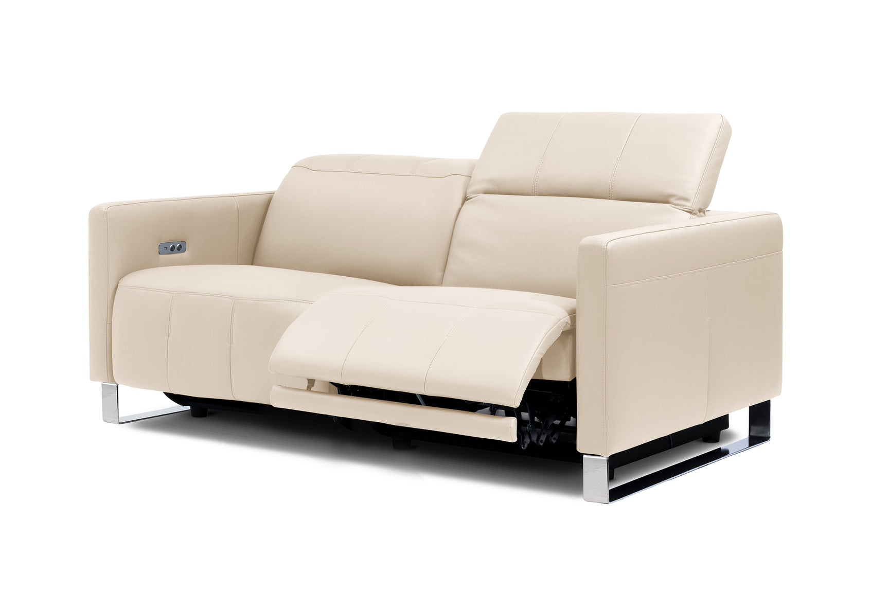 Valencia Isla Modern Top Grain Leather Reclining Sofa, Loveseat, Beige