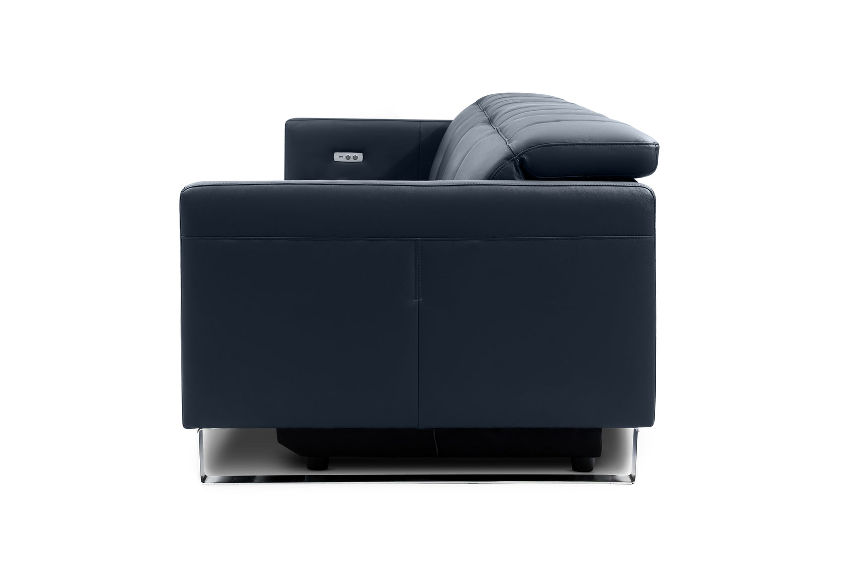 Valencia Isla Modern Top Grain Leather Reclining Sofa, Four Seats, Blue