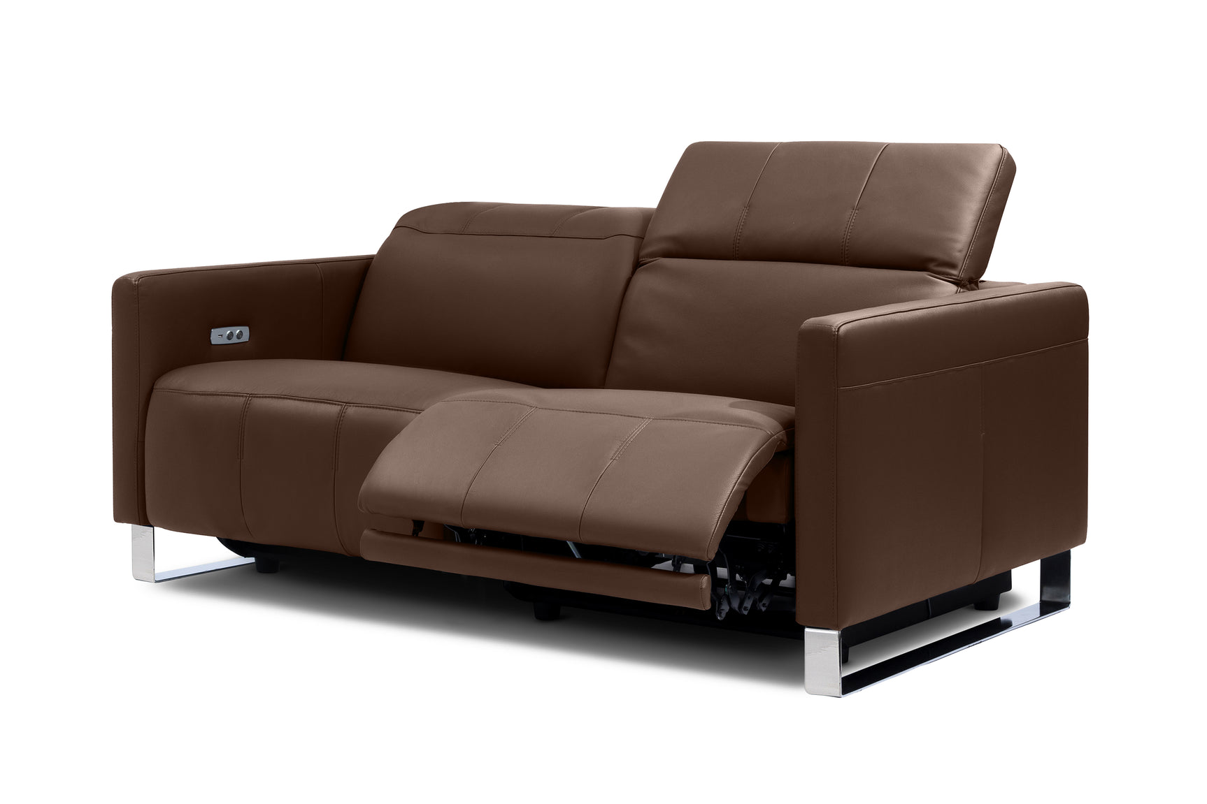 Valencia Isla Modern Top Grain Leather Reclining Sofa, Loveseat, Chocolate