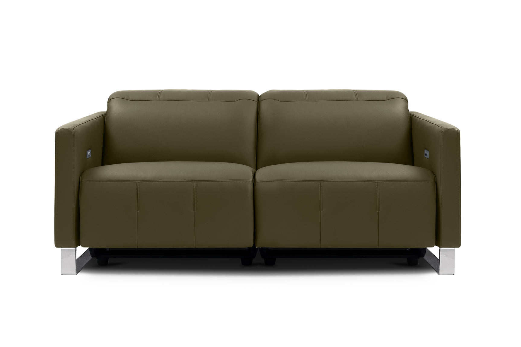 Valencia Isla Modern Top Grain Leather Reclining Sofa, Loveseat, Dark Green