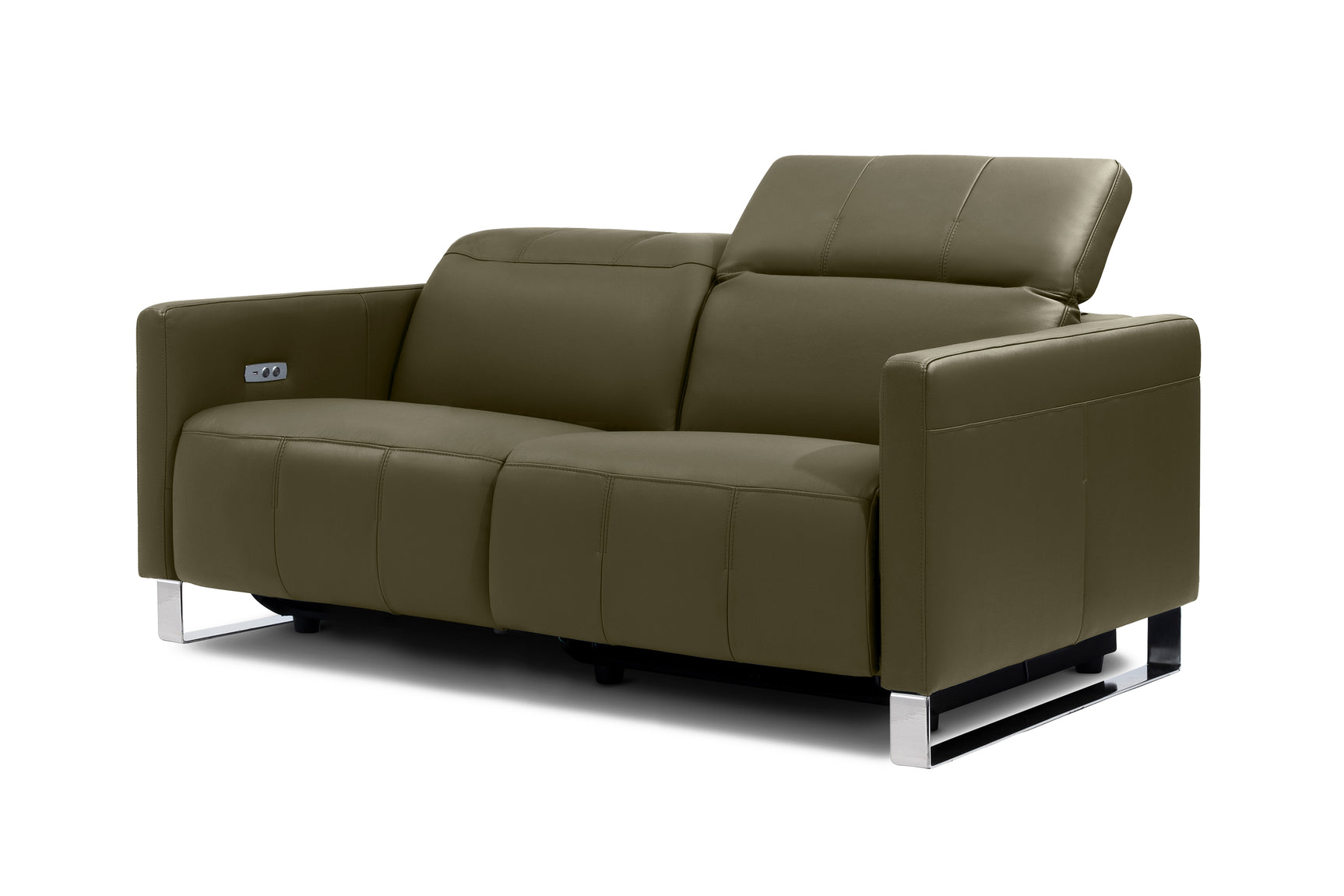 Valencia Isla Modern Top Grain Leather Reclining Sofa, Loveseat, Dark Green