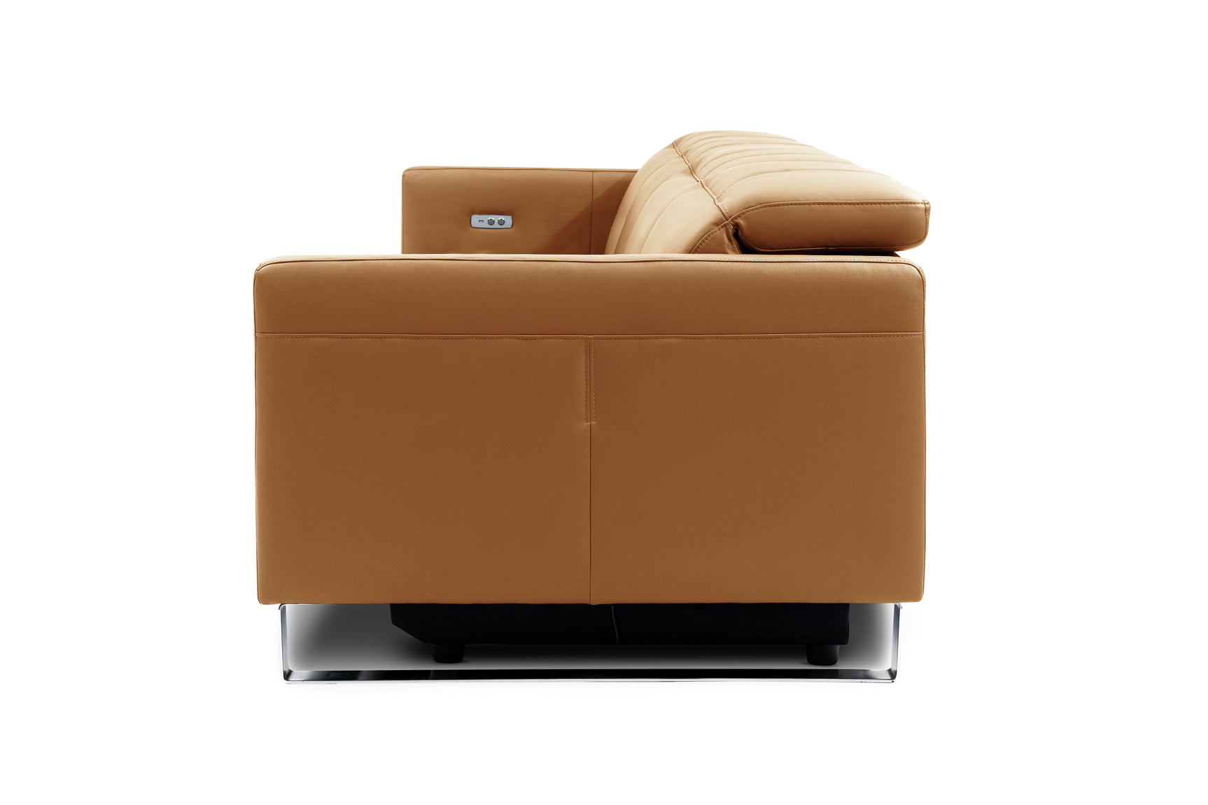 Valencia Isla Modern Top Grain Leather Reclining Sofa, Four Seats, Tan