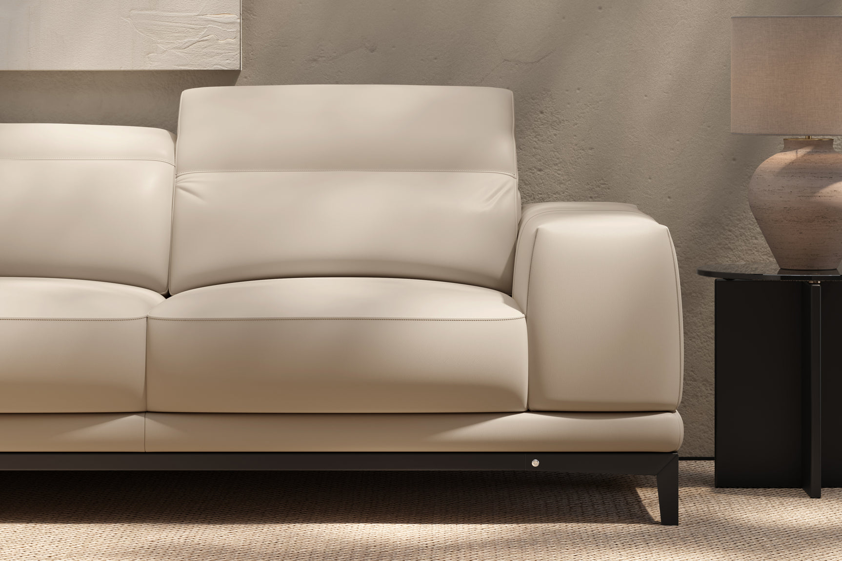 Valencia Valletta Top Grain Leather L-Shape with Left Chaise Sofa, Rose Beige