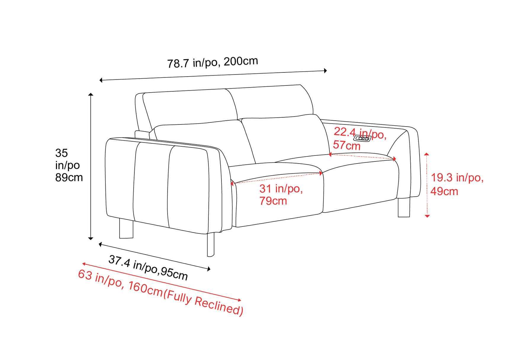 Lesley Leather Recliner Sofa