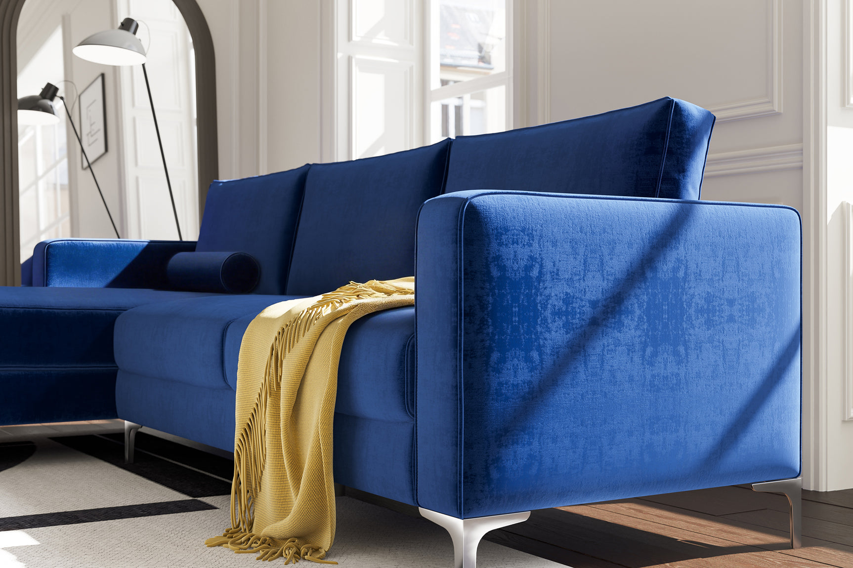 Luna Velour Sectional Sofa