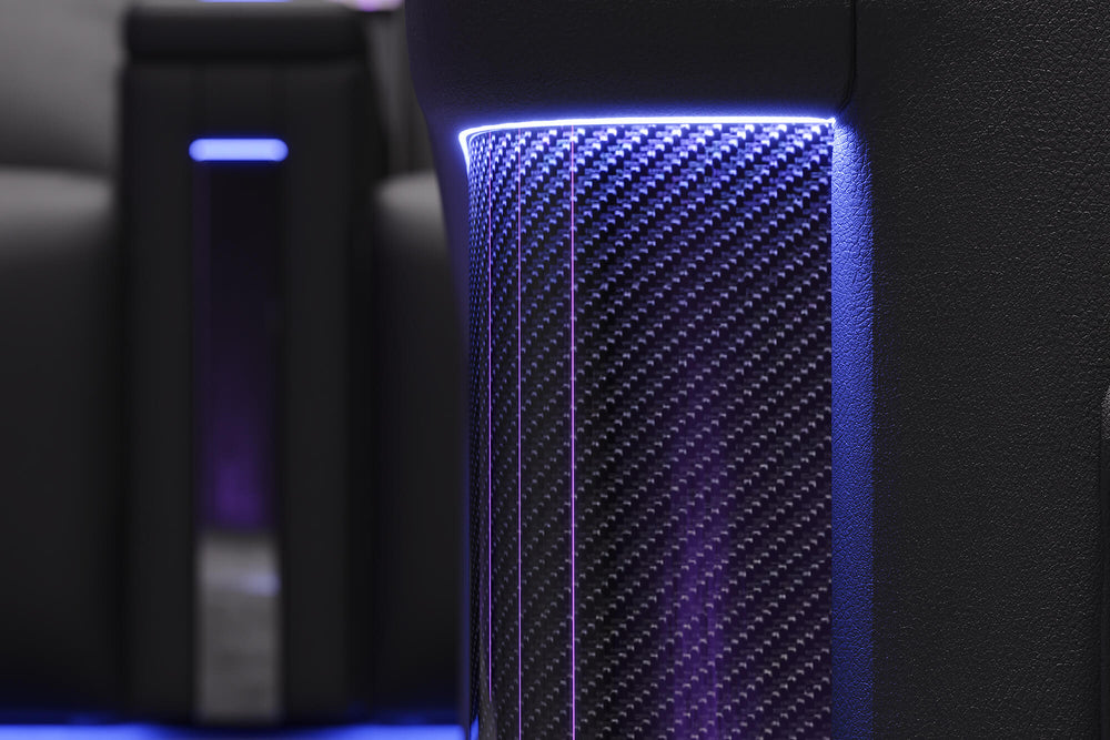 Valencia Monza Carbon Fiber Home Theater Seating Row of 3 Loveseat Left Black