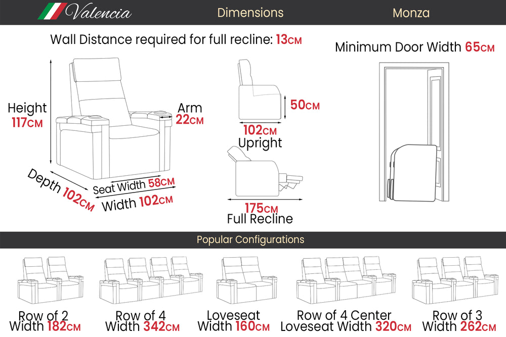 Valencia Monza Carbon Fiber Home Theater Seating
