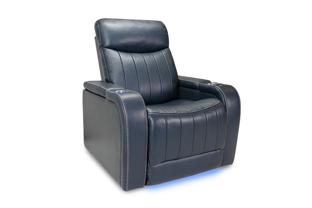 Glasgow Leather Recliner Navy Blue