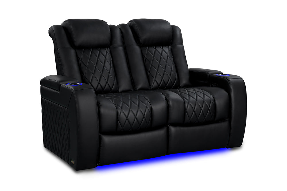 Valencia Tuscany Heat & Massage Home Theater Seating Row of 2 Loveseat Black