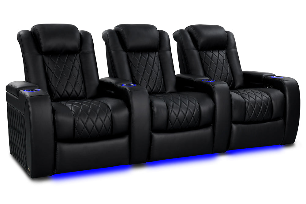 Valencia Tuscany Heat & Massage Home Theater Seating Row of 3 Black