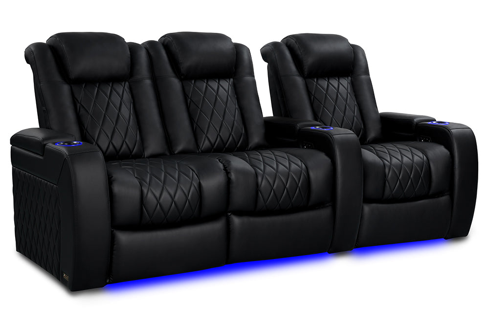 Valencia Tuscany Heat & Massage Home Theater Seating Row of 3 Loveseat Left Black