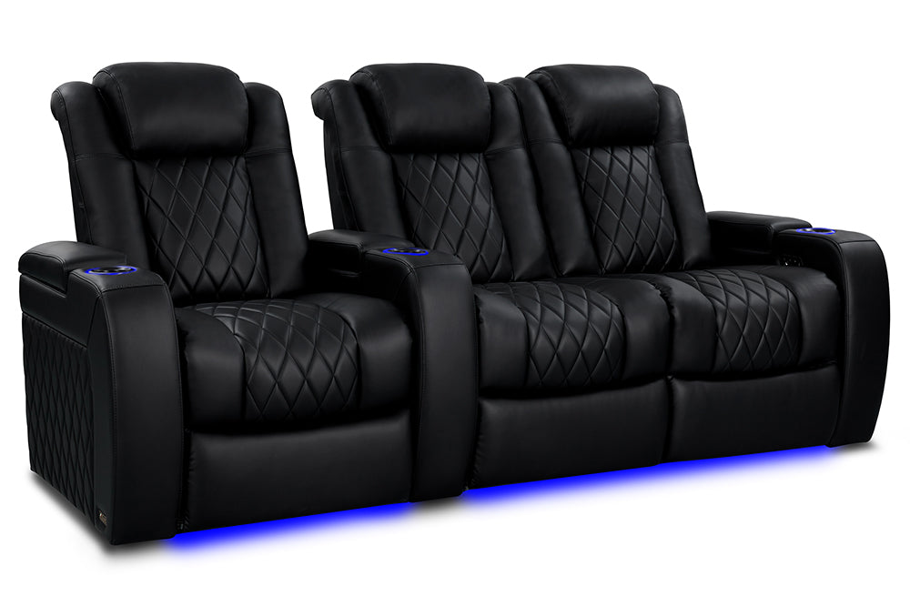 Valencia Tuscany Heat & Massage Home Theater Seating Row of 3 Loveseat Right Black