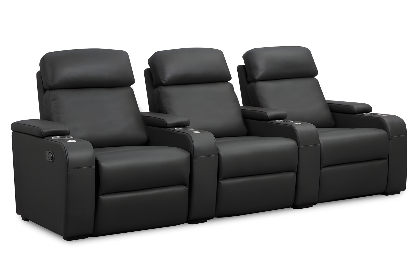 Valencia Bellagio Home Cinema Seating Manual Recliner Row of 3, Black