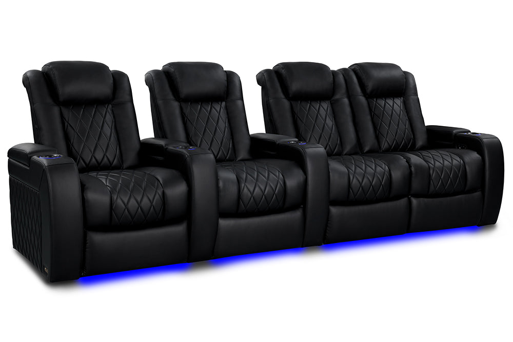 Valencia Tuscany Heat & Massage Home Theater Seating Row of 4 Loveseat Right Black