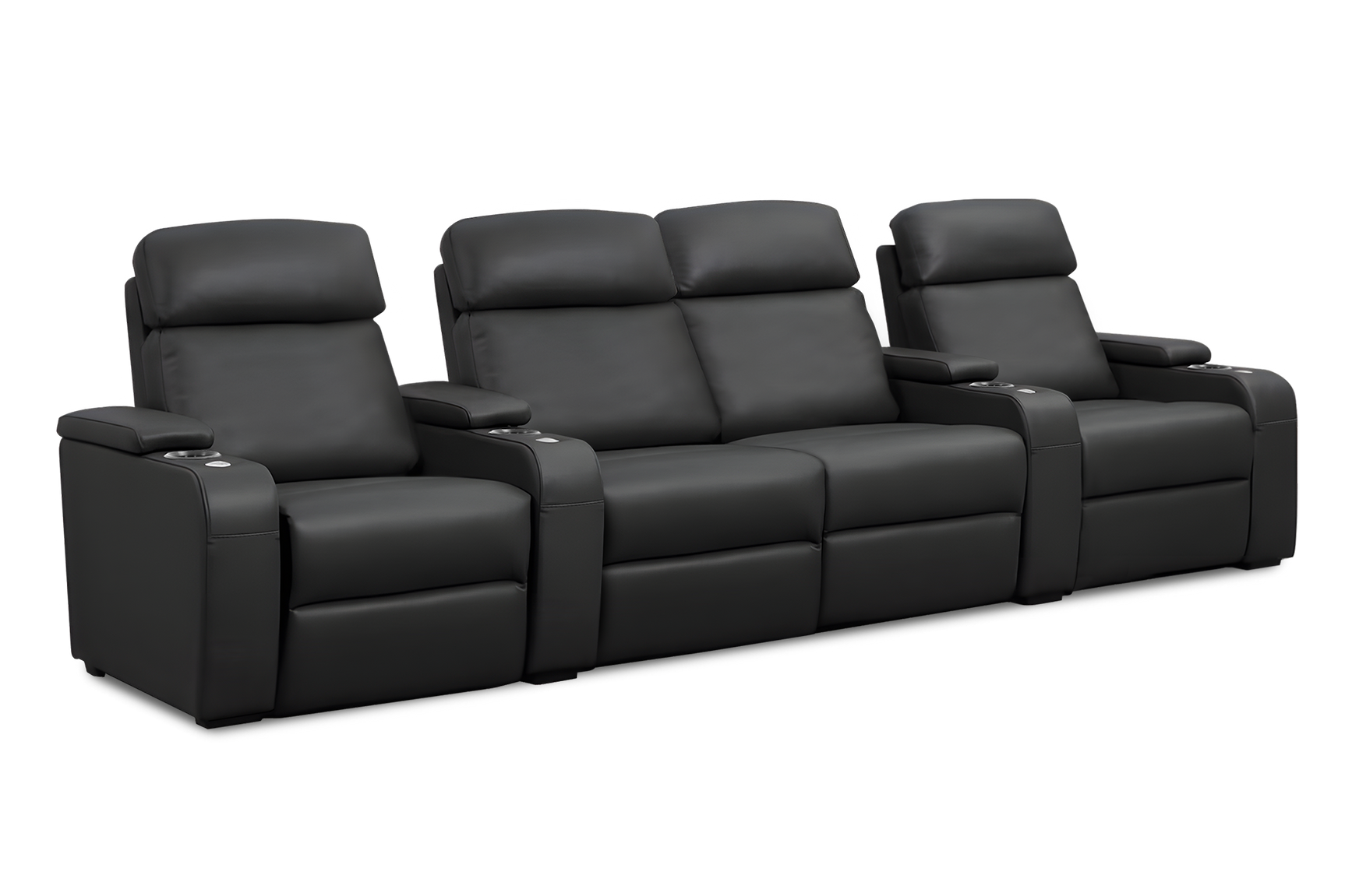 Valencia Bellagio Home Cinema Seating Power Recliner Row of 4 Loveseat Center, Black