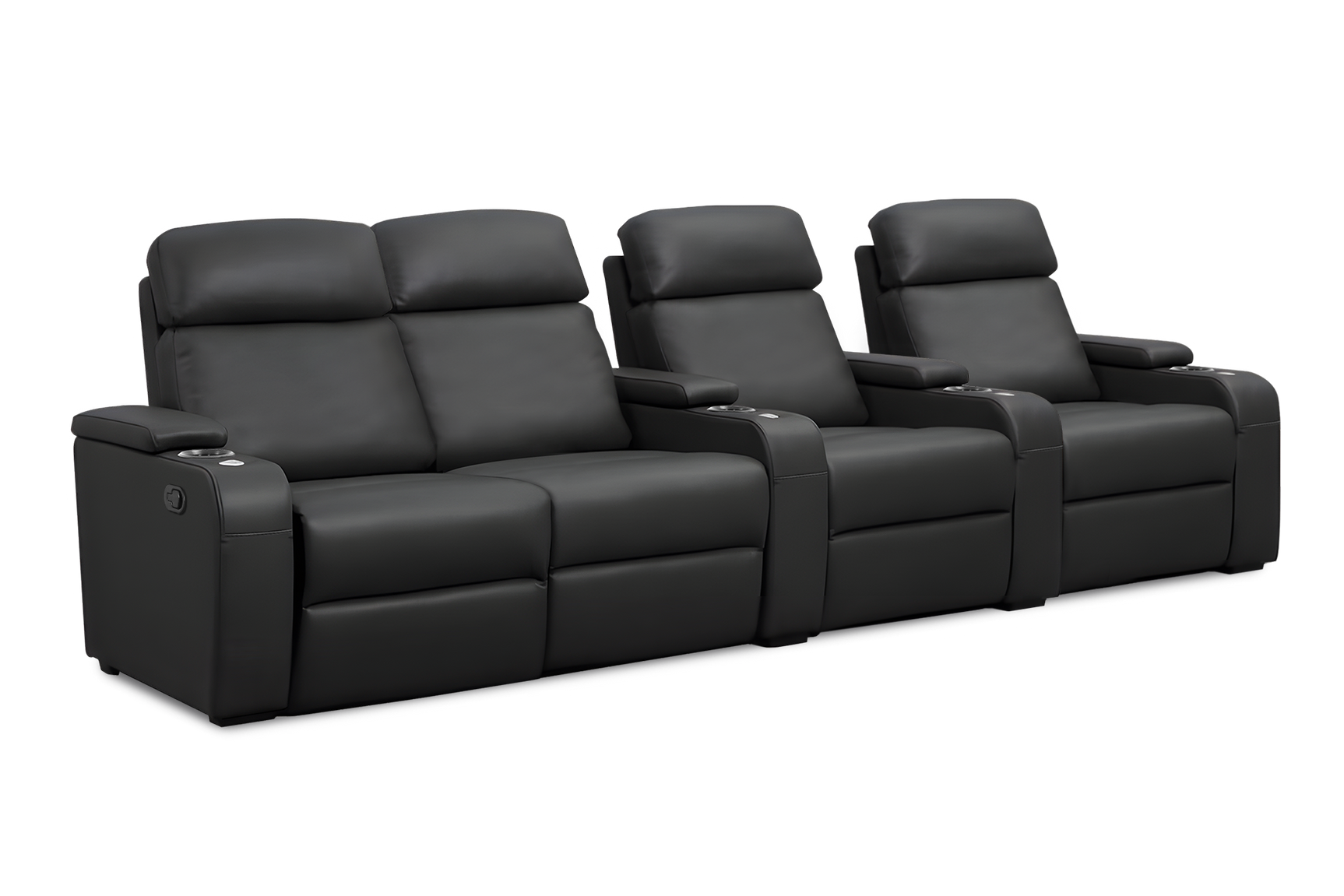 Valencia Bellagio Home Cinema Seating Manual Recliner Row of 4 Loveseat Left, Black
