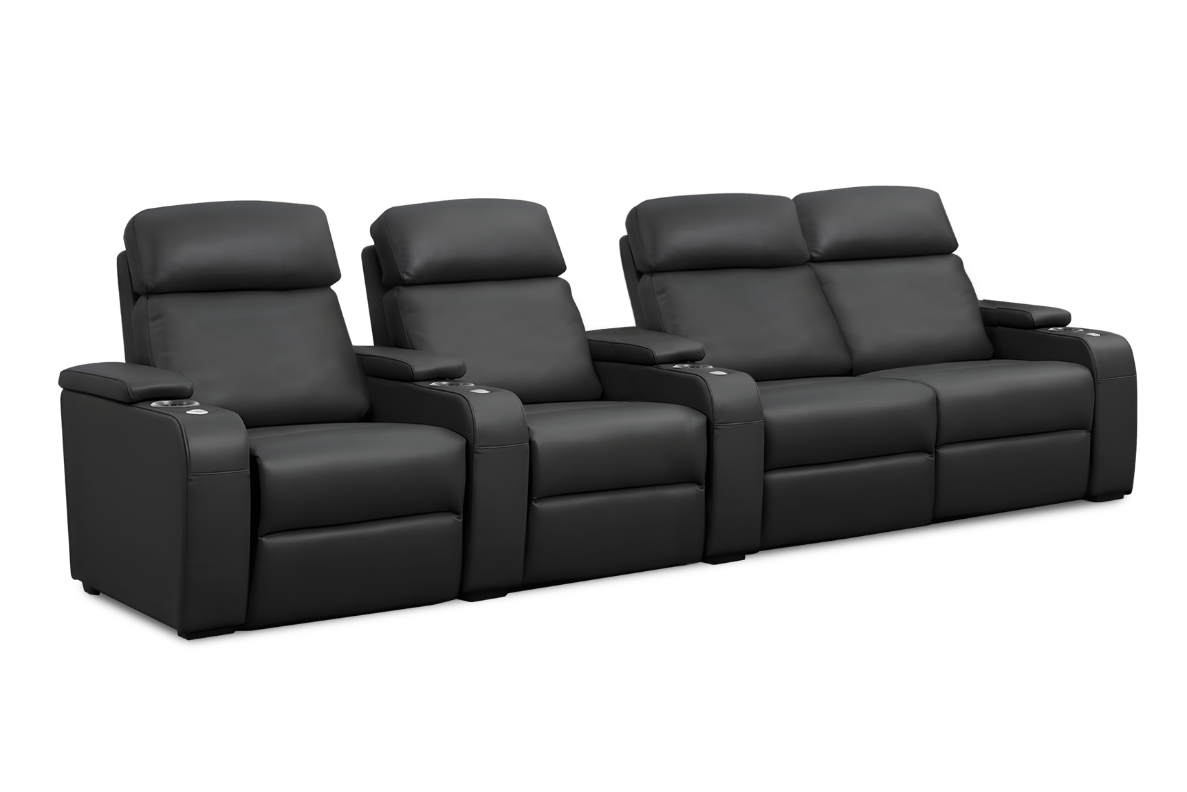 Valencia Bellagio Home Cinema Seating Power Recliner Row of 4 Loveseat Right, Black